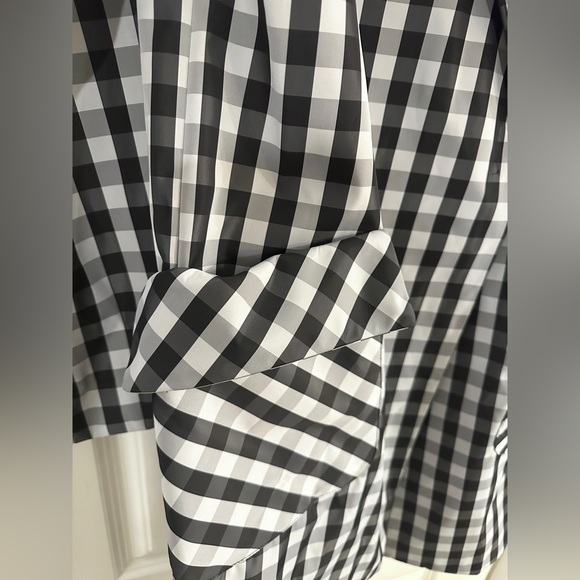 NVLT Gingham Plaid Oversized Black & White Jacket Trench Rain Coat Size XS - Picture 7 of 9